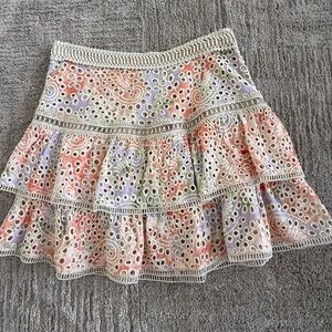 Alice + Olivia Pastel Eyelet Tiered Skirt